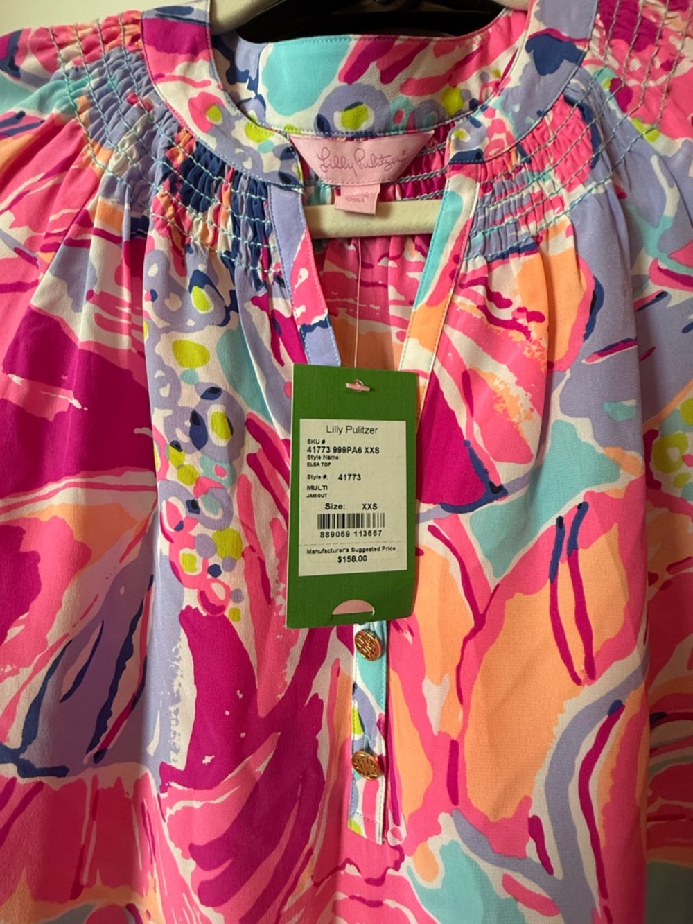 Lilly Pulitzer Pink Multi-Color Abstract Floral Tunic